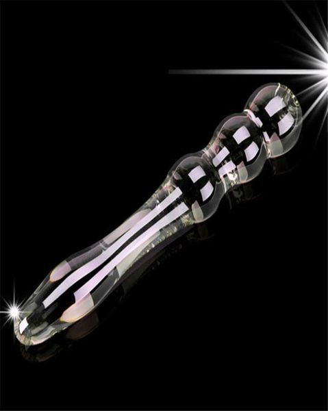 Pyrex Cristal Vibrador Vidro Brinquedos Sexuais Transparente Anal Butt Plug Contas Duplas Brinquedo Adulto Para Mulheres 7128460