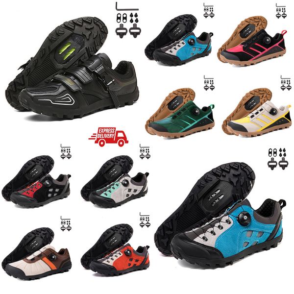 Calçados Calçados Homens Speed ​​Road Bike Sapatilhas Flat Carbon Cycsqling Sapatos MTB Cleats Mulheres Mountain Bike Sapatos SPD Pedais Racing Biking Footwar GAI