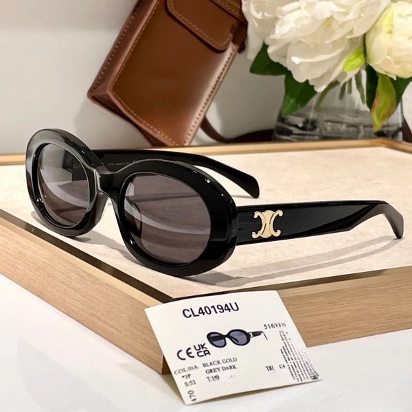 Óculos de sol de arco triunfal de luxo CL40194 Óculos de sol de designer de alta qualidade Retro Óculos de sol de viagem Mulheres Ovais Óculos de sol Mens Cat Eye Sunglasse Óculos de marca francesa