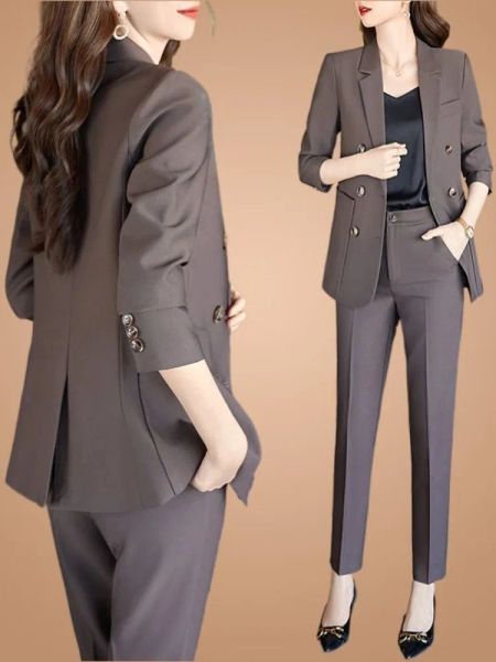 Blazer Blazer o Pants Office Lady Lady Casual Fashion Elegante Allmatch Women Business Office Wortwear Solted Abbigliamento Color Nuovo