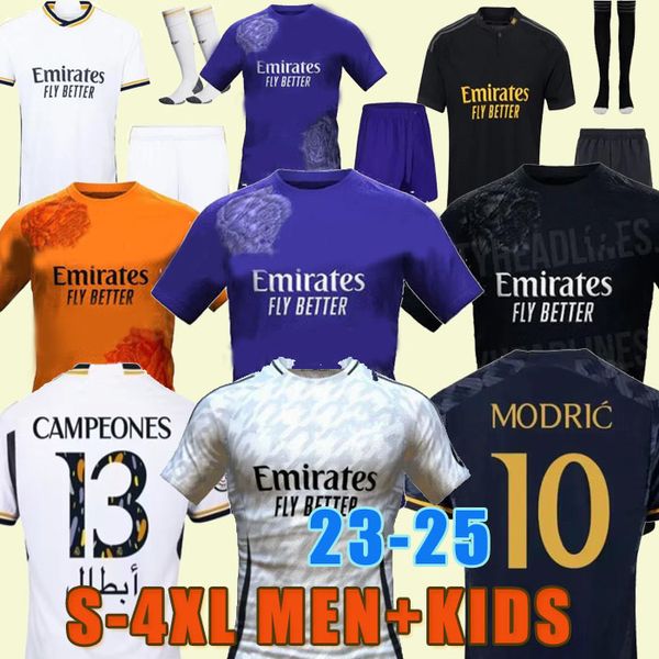 23 24 25 BELLINGHAM VINI Jr camisas de futebol 2024 2025 casa fora terceiro Tchouameni camisa de futebol Real Madrid CAMAVINGA Rodrygo Arda GuLer masculino kit infantil