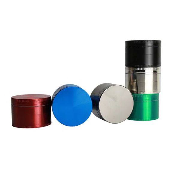 Herb Grinder 50MM CNC 4 parti Fumatori in lega di zinco Metallo Tabacco 6 colori Spice Polline Mini mano Muller Crusher Smerigliatrice economica all'ingrosso LL