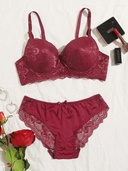 BHs Sets Transparent Floral Zwei Stücke Kleidung Bügel Push-Up Dessous Für Frau A2123