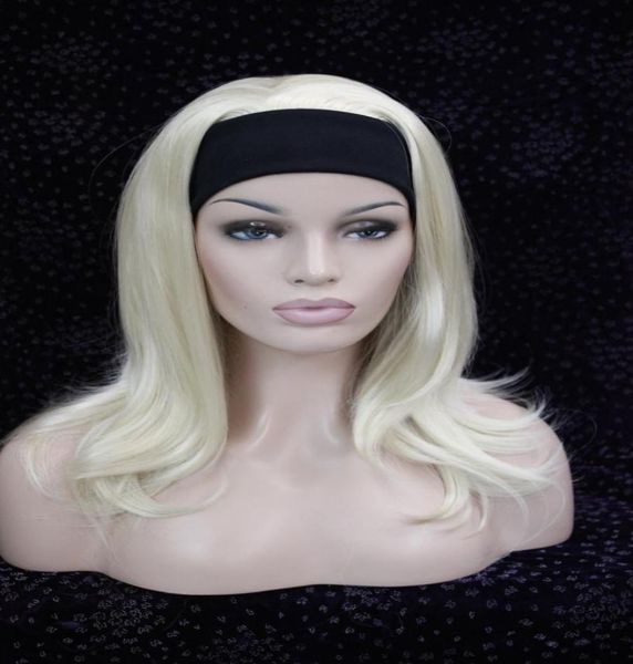 Neue sexy süße Blonde 34 Perücke mit Stirnband lockige lange Damen039s synthetische Halbperücke 4534257