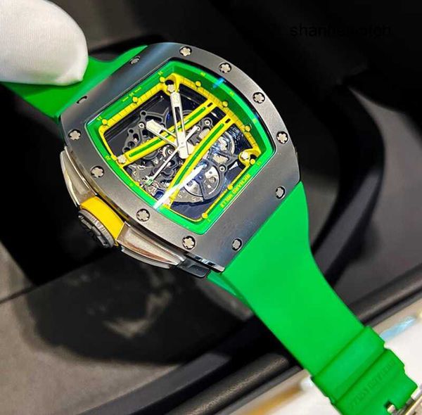 Мужские часы Нарядные часы RM Watch Guide Rm61-01 Черная керамика 5-го класса Титановый шлицевой винт Желтый