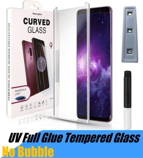 UV-gehärteter Glasschutz für Samsung S21 Note 20 S20Fe S20 Ultra S10 Plus S9 3D Vollflüssigkleber Displayschutzfolien9150795