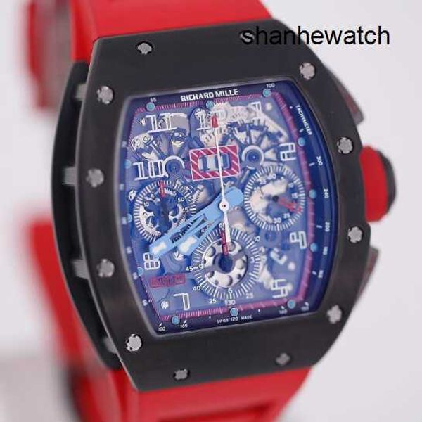 Relógios atemporais Relógio extravagante RM Relógio RM011-FM masculino incrustado t quadrado diamante rosa ouro máquinas suíço famoso cronógrafo