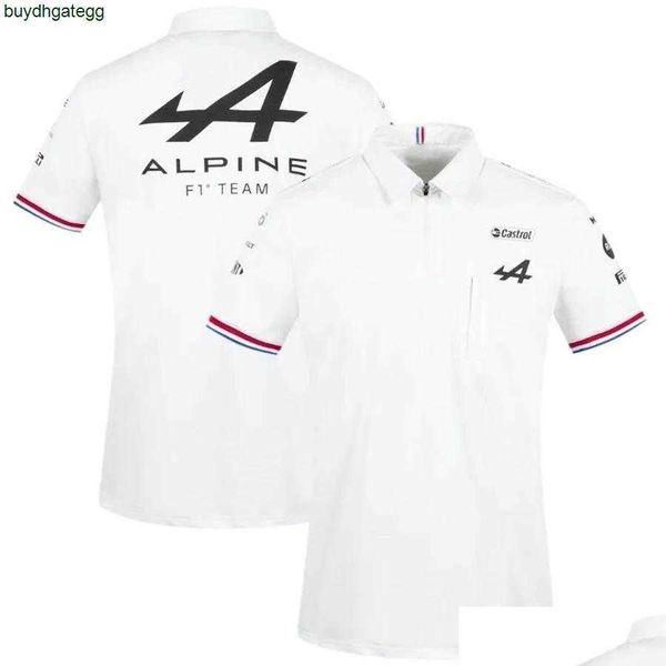 Polo da uomo Abbigliamento da motociclista Motorsport Alpine F1 Team Aracing Tshirt Bianco Nero Traspirante Teamline Camicia a maniche corte Car Fan Clothing Drop personalizzabile Fbdf