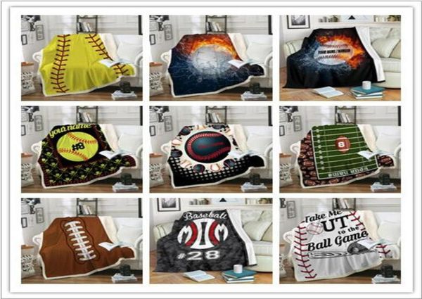 Cobertores de softball Cobertor de futebol de beisebol 3D impresso Swaddling Futebol Esportes Tapete Sofá TV Ar Condicionado Cobertores Cama Sheet1305321