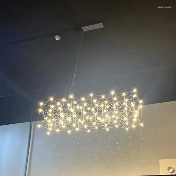 Lâmpadas pendentes criativo restaurante de aço inoxidável lustre moderno high-end exposição salão sala estar bar recepção café lâmpada