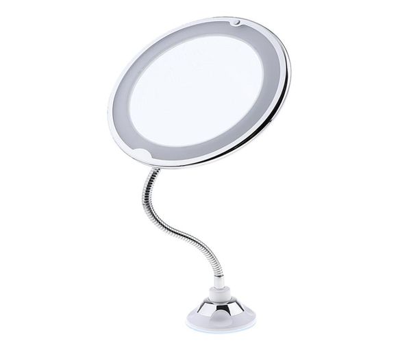 Collo di cigno flessibile con rotazione a 360° Ingrandimento 10x Specchio da barba per trucco da bagno illuminato a LED Collo di cigno pieghevole regolabile5323255