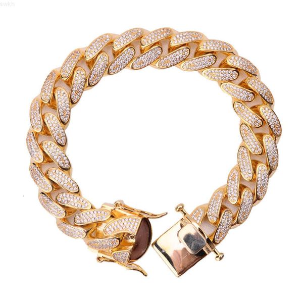 Braccialetti a catena cubani di gioielli di moda con diamanti riempiti in argento sterling 925 hip-hop all'ingrosso per uomo