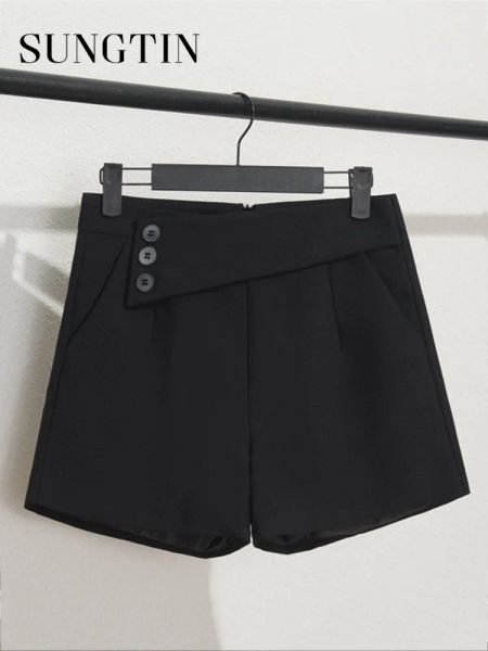 Шорты Sungtin, шорты с высокой талией, женские 2023, базовые офисные женские элегантные однотонные короткие брюки, женские элегантные летние шорты, корейская мода