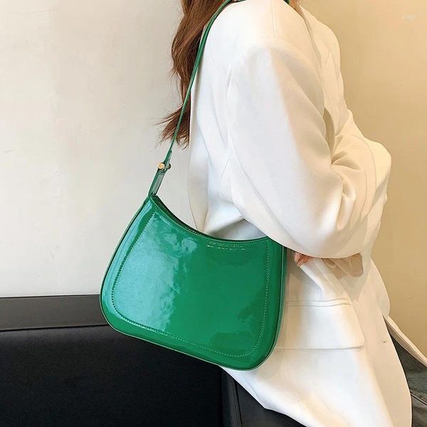 Abendtaschen Vintage Frauen Schulter Damen PU Leder Einfachheit Reißverschluss Unterarm 2024 Grün Weiß Achseltasche Brieftasche und Handtaschen