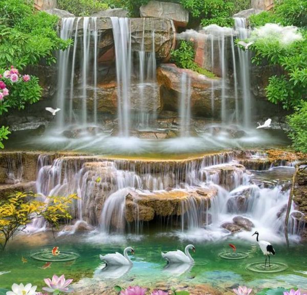 ustom Po Tapete 3D Modern TV Hintergrund Wohnzimmer Schlafzimmer HD Naturlandschaft Wasserfall 3D Landschaft Painti Wandverkleidung 6529646