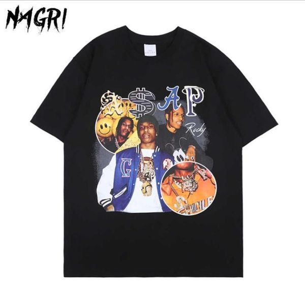 Nagri osap rocky camiseta homens hip hop streetwear harajuku camiseta vintage gráfico imprimido em manga curta casual tee x06281518042