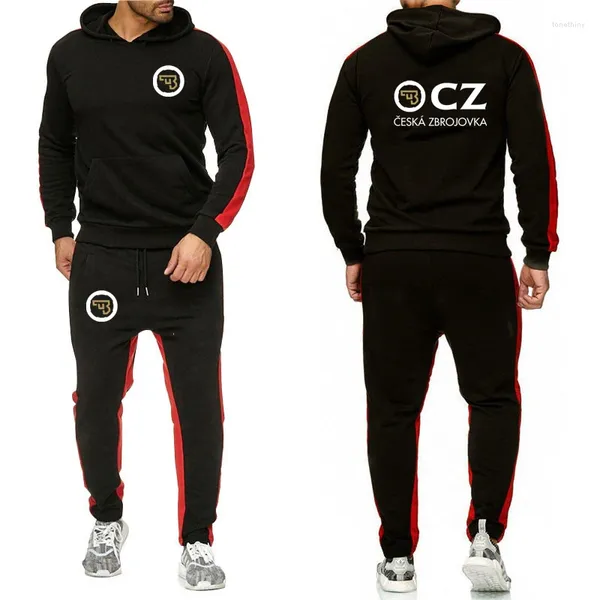 Erkeklerin Tracksits Erkekler Cz Ceska Zbrojovka Çek Ateşli Silahlar Sıralı Renk Seti Joggers Marka Moda Hoodies Pantolon Günlük Trailsuit Sweatshirt Takım