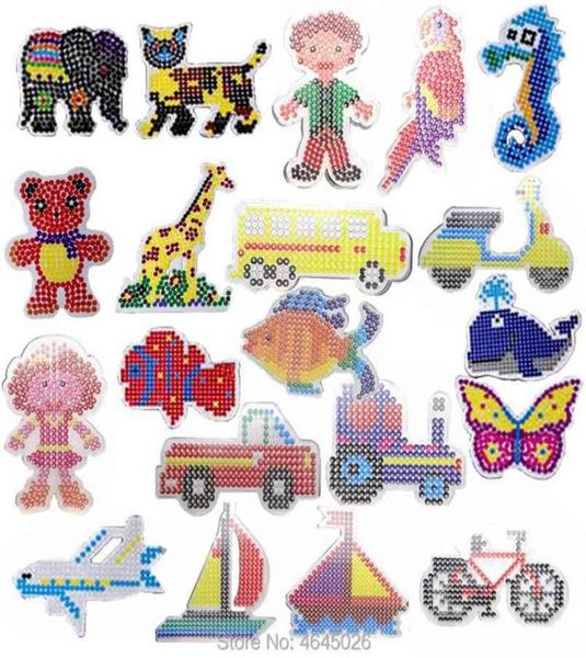 10 pezzi fai da te EVA pannello forato Perle Hama 5mm perline da stiro strumento puzzle tavole con picchetti puzzle ragazze regalo bambini giocattoli educativi per bambini 218185576