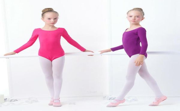 Roupas de balé para ginástica de meninas inteiras, roupa de dança, preto, roxo, malha de algodão, manga curta, mangas compridas, bodysuit para 3855137