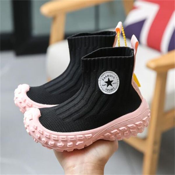 Scarpe sportive per bambini Stivali alti alla moda Tessuto elastico a rete traspirante Bambini Ragazzi Ragazze Sneakers casual Scarpe da bambino per bambini