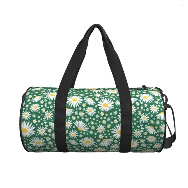 Duffel Bags Bonito Flores Padrão Saco de Viagem Camomila Verão Natureza Treinamento Esportes Grande Capacidade Ginásio Homens Mulheres Fitness