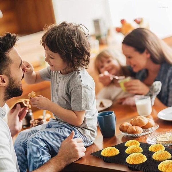 Moldes de cozimento 8 furos panelas de pão de hambúrguer para moldes perfurados antiaderentes de pão de silicone de malha