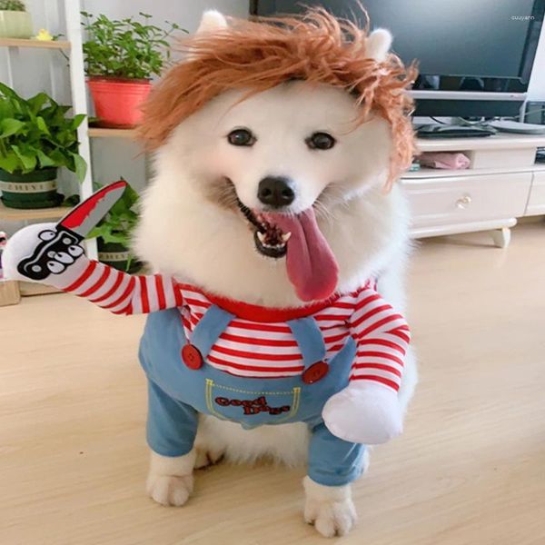 Vestuário para cães Trajes engraçados Ajustáveis Animais de Estimação Role Playing Costume Segurando Faca para Pequenos Médios Grandes Cães Extras