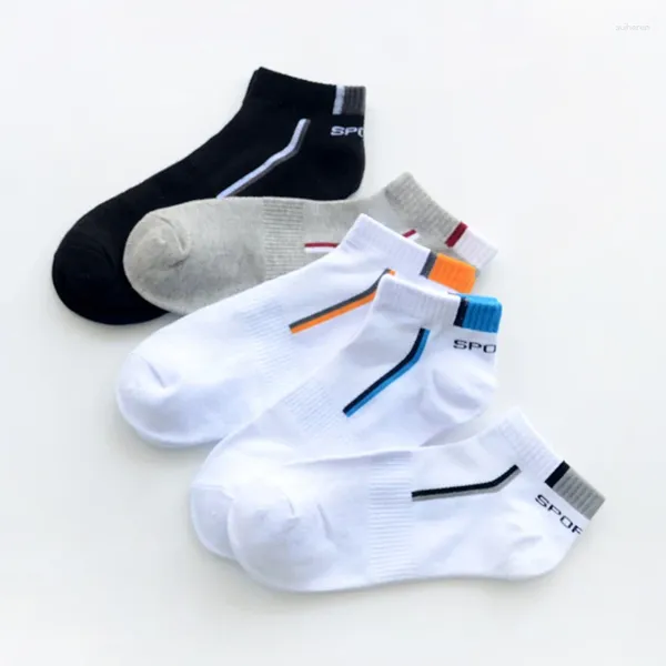 Herrensocken, 5 Paar, Baumwolle, lässig, modisch, atmungsaktiv, Mesh, kurz, hochwertig, für Outdoor-Sport, Fitness, Laufen, niedrig geschnitten