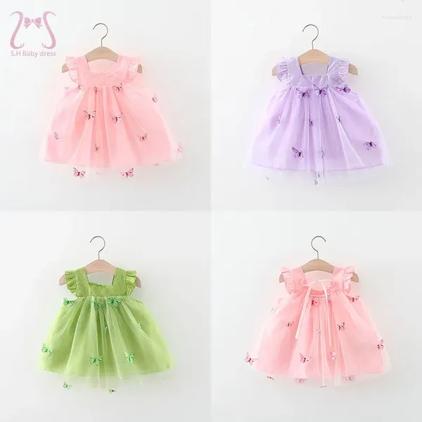 Abiti da ragazza Estate Bambini Abito dolce Farfalla senza maniche Piccolo bambino carino per bambini da 0 a 3 anni Toddle Clothse Wedding