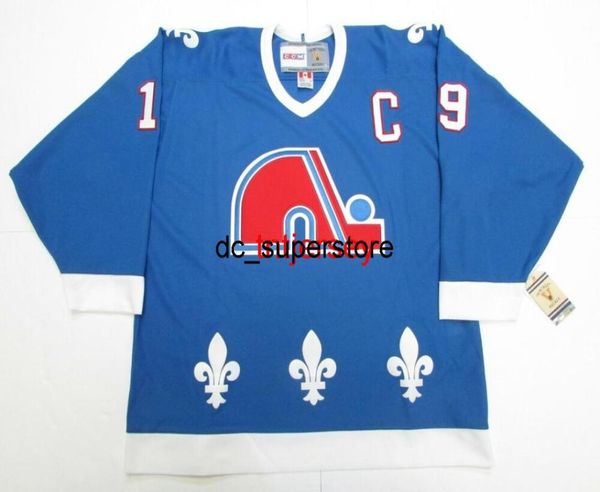 Ucuz Özel Joe Sakic Quebec Nordiques Vintage CCM Hokey Jersey Dikiş Herhangi Bir Sayı Adını Ekle Erkek Çocuk Hokey Forma XS5XL2155547