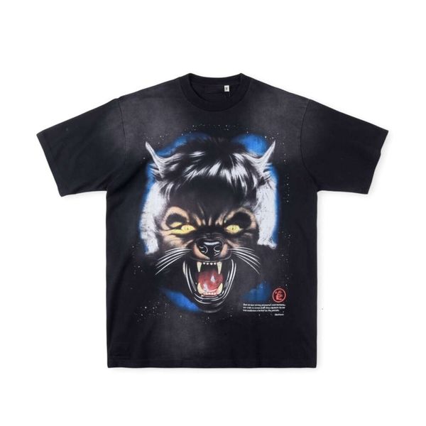 Moda Uomo Magliette Uomo T-shirt Donna Stili Colore Hellstar Studios Moon Wolf Head Tee Stampa Casual Manica corta Street Rap Top