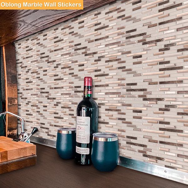 Vividtiles 3D mozaik duvar karoları kendi kendine su geçirmez vinil duvar kağıdı mutfak banyo backsplash diy mermer karo -5 adet 240304
