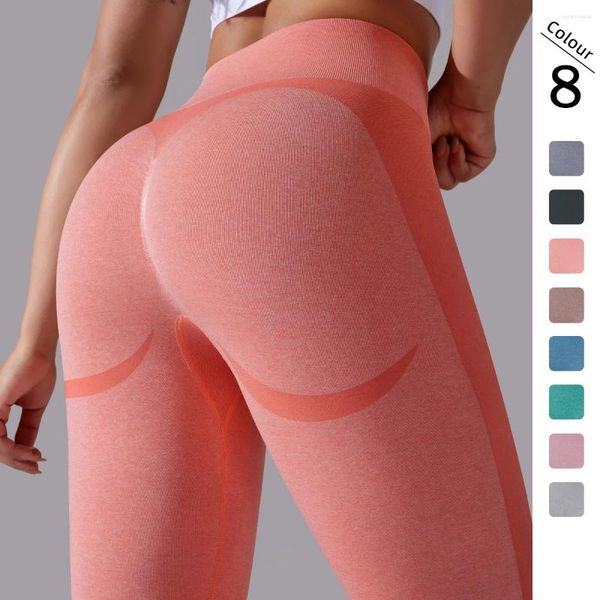 Pantaloni attivi 2024 Glutei lavorati a maglia a forma di mezzaluna Yoga a vita alta Sport Corsa Fitness e vestibilità attillata ritagliata per le donne