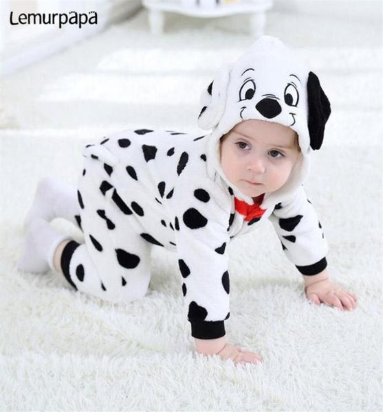 Bebek giysileri romper dalmatian karikatür kigurumis onesie çocuk çocuk kız tulum hayvan köpek kostüm yürümeye başlayan çocuk sıcak yenidoğan playsuit 2017340504