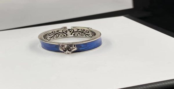 Anéis inteligentes luz marca de luxo designer clássico moda azul feiticeira dominadora cabeça de tigre jóias de festa de casamento com caixa sta9763577