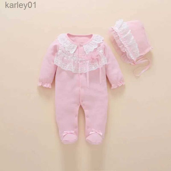 Footies Neugeborenes Baby Mädchen Footies Kleidung 0 3 6 Monate Baumwolle Langarm Prinzessin Baby Overall mit Footies Outfit Baby Mädchen Kleidung YQ240306