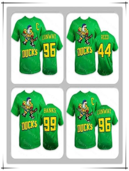 NWT 2019 Mighty Ducks Tees 96 CONWAY 99 BANKS 44 REED Maglietta Cheap Hockey Magliette Stampate Loghi Big Tall Banner Good Quanlity S1653547