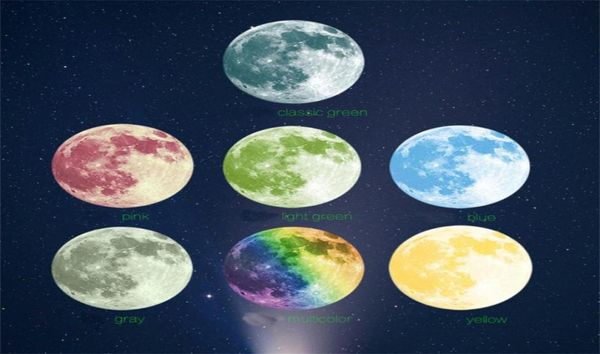 Adesivos luminosos 40cm 3d grande lua fluorescente adesivo de parede removível brilho no escuro adesivo noite luminosa stickers8398231