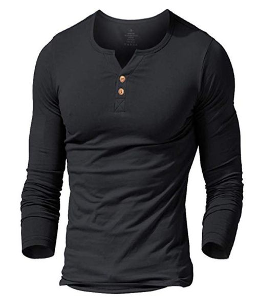 MUSCLE ALIVE men039s henley camiseta justa vestido manga camisa para homens camisas justas de algodão casual musculação fitness camiseta C4745009