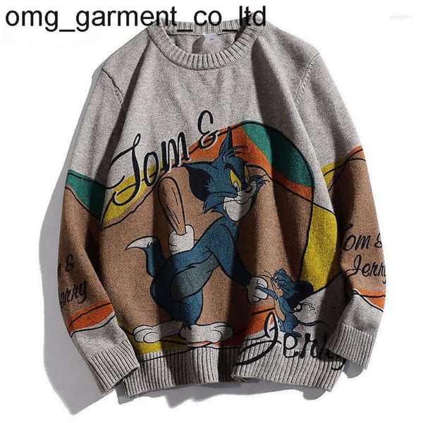 Felpe con cappuccio da uomo nuove 24ss marchio di moda Streetwear Harajuku Maglione vintage retrò Tom Jerry Anime lavorato a maglia autunno cotone pullover da uomo donna con cappuccio