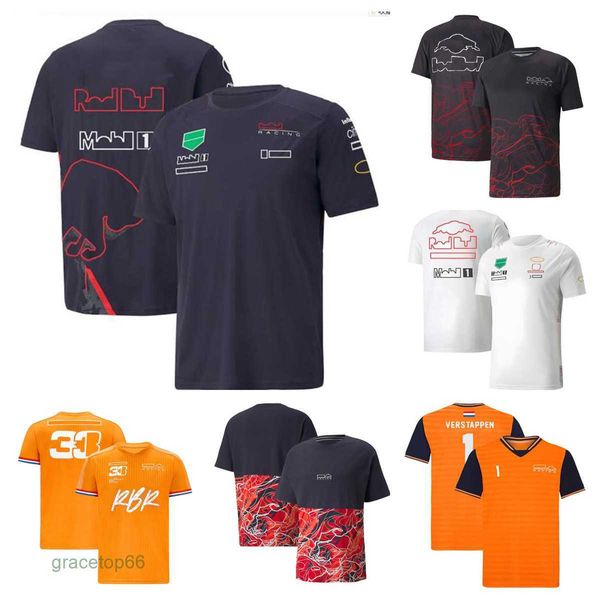 Polos masculinos F1 Fórmula 1 Camiseta Summer Team Jersey de manga curta com o mesmo Styr personalizável