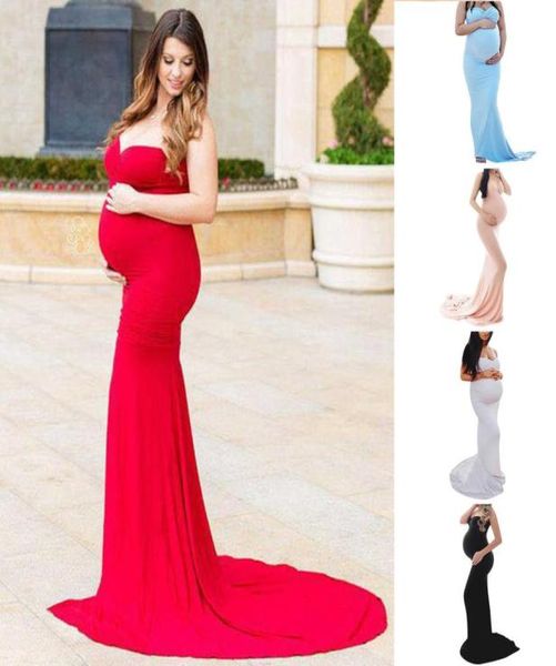 Mulheres grávidas vestido pogal adereços sem mangas esfregão o chão vestidos para grávidas vestido sólido roupas de gravidez ropa premama q0716443553