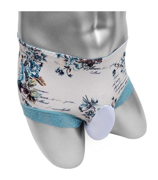 Sissy boxers calcinha com protuberância do pênis bolsa sexy renda lingerie erótica para homens shorts roupa interior biquíni masculino underpants3775781