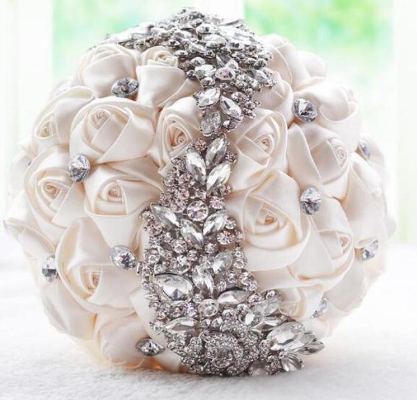 2019 novo broche de cristal buquê de casamento acessórios de casamento dama de honra flores de cetim artificial flores de casamento buquês de noiva 4800075