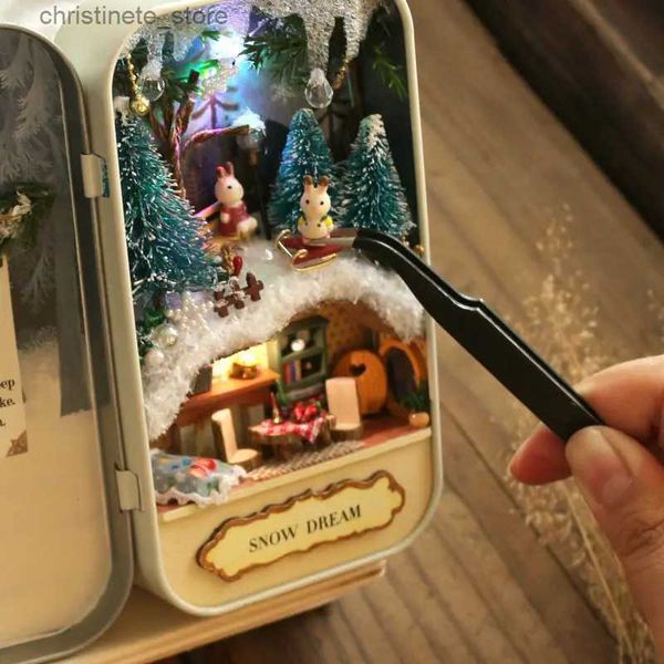 Mimarlık/Diy Ev Bebek Evi DIY Minyatür 3D Ahşap Bulma Bebek Evi Miniaturas Mobilya Ev Bebek Doğum Günü Hediye Oyuncakları Kar Dream Q003