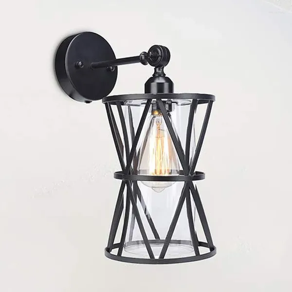 Lampade da parete Decorazioni per la casa Luci in ferro vintage rurali Lampada moderna nera ad angolo regolabile per illuminazione interna della camera da letto con spina