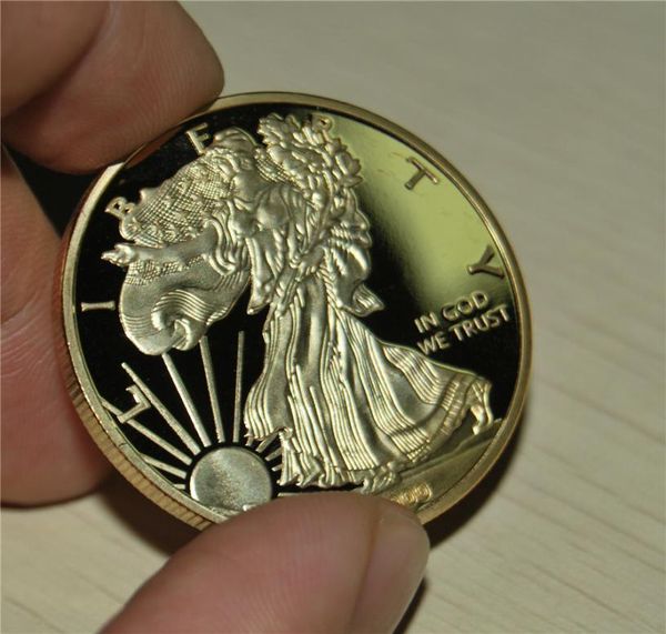 10 шт. лот, Золотая монета «Американский орел», 2000 г., Свобода, «Американский орел», 20 долларов, золотая металлическая монета, зеркальный эффект 5742032