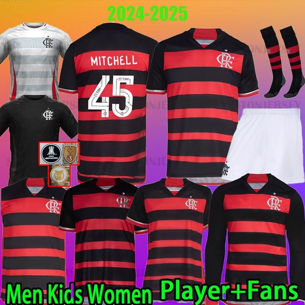 24/25 Flamengo camisas de futebol 2024 2025 camisas de futebol masculino conjuntos crianças kit feminino camisa de futebol manga longa PEDRO DIEGO GERSON GABI LORRAN