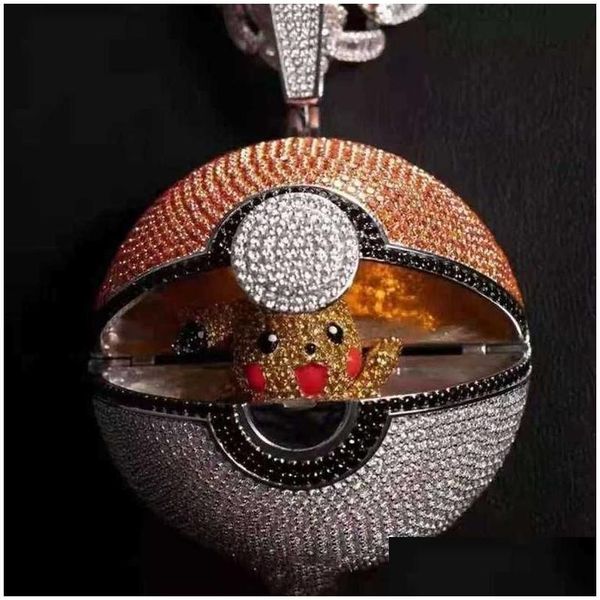 Collane con ciondolo Jiang Yunshengs La stessa collana Fl-Diamond Fairy-Ball ha una coppia di personalità dei cartoni animati Hip-Hop Picchu incorporata Drop Dhgqr