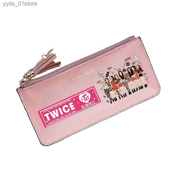 Geldscheinklammern Kpop Twice Frauen Lange Wechselgeldbörsen Große ID-Kartenhalter Mädchen Niedliche Geldbörsen Rosa Münzen Taschen Kaii Telefon Cltuch L240306